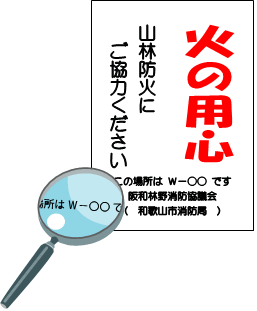 イラスト：火の用心　山林防火にご協力ください