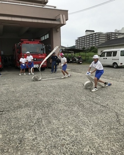 手広めでホースを延長しています