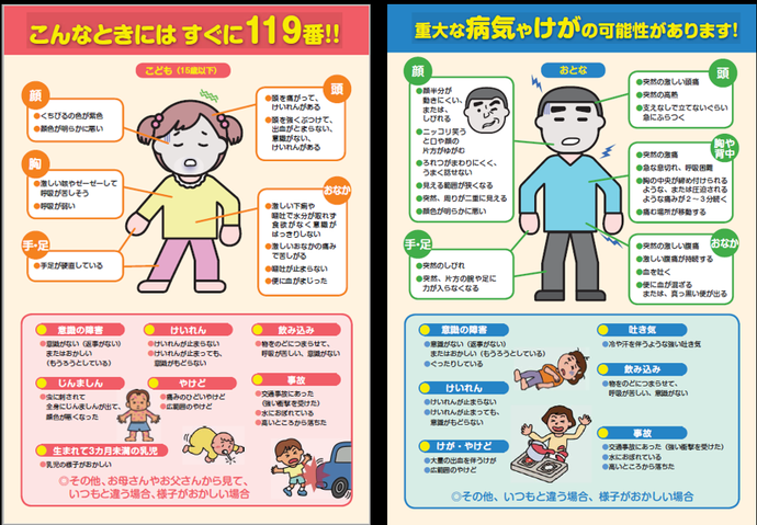 リーフレット：こんなときにはすぐに救急車