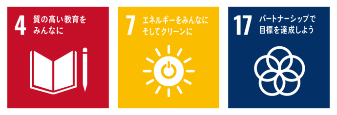 目標4質の高い教育をみんなに。目標7エネルギーをみんなに　そしてクリーンに。目標17パートナーシップで目標を達成しよう。