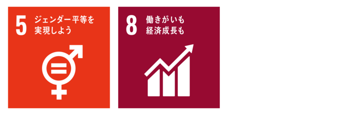 目標5ジェンダー平等を実現しよう。目標8働きがいも経済成長も。