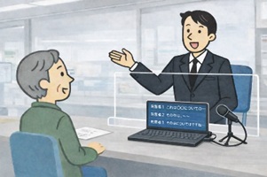 窓口で男性職員が市民に対応している